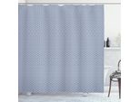 Abakuhaus Tenda Da Doccia Giapponese, Motivo Art DéCo Disegnato A Mano Con Scale Boeme, Curve Vintage E Strisce, 175 X 200 Cm, Blu E Bianco