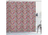 Abakuhaus Tenda Da Doccia Etnica, Motivo A Rombi Con Spirali Colorate A Zigzag E Illustrazioni Quadrate Senza Tempo, 175 X 220 Cm, Multicolore