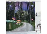 Abakuhaus Tenda Da Doccia Fantasia, Foresta Incantata E Castello Con Funghi, Notte Stellata E Sentiero Al Chiaro Di Luna, 175 X 240 Cm, Multicolore