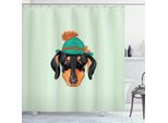 Abakuhaus Tenda Da Doccia Con Bassotto, Silhouette Di Cane Di Razza Hipster Con Cappello Tirolese Verde E Simpatico Cucciolo Di Bassotto, 175 X 200 Cm, Multicolore