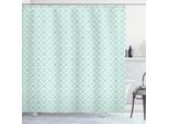 Abakuhaus Tenda Da Doccia Verde Acqua E Bianca, Elementi Decorativi Astratti In Stile Antico Con Dettagli Floreali, 175 X 240 Cm, Verde Menta E Bianco