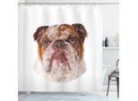 Abakuhaus Tenda Da Doccia Con Bulldog Inglese, Disegno Poligonale Con Bulldog E Disegno Geometrico Astratto Di Animali Triangolari, 175 X 200 Cm, Beige Marrone