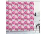 Abakuhaus Tenda Da Doccia Con Motivi Floreali, Fiori Di Orchidea Artistici Nei Toni Del Rosa E Del Menta Ed Effetto Grunge Tropical Plant, 175 X 200 Cm, Multicolore