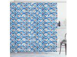 Abakuhaus Tenda Da Doccia Giapponese, Motivo A Pelle Di Pesce In Stile Acquerello Con Pennellate Artistiche, 175 X 200 Cm, Blu-Grigio Rubino Ruggine