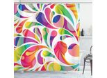 Abakuhaus Tenda Da Doccia Colorata, Forme Astratte Ad Arco E Gocce Creano Una Composizione Energetica Con Colori Vivaci E Macchie Sinuose, 175 X 180 Cm, Multicolore