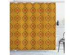 Abakuhaus Tenda Da Doccia Con Motivo Kente, Motivo Diagonale In Colori Caldi E Piccoli Triangoli, 175 X 180 Cm, Terra Giallo Vermiglio