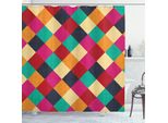 Abakuhaus Tenda Da Doccia Colorata, Motivo Geometrico A Rombi Con Quadrati Semplici E Inquietanti, 175 X 240 Cm, Multicolore