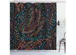 Abakuhaus Tenda Da Doccia Con Motivi Floreali, Erbe Colorate E Tronchi In Fiore Su Sfondo Scuro, Che Prende Vita In Primavera, 175 X 180 Cm, Multicolore