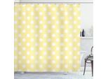 Tenda Da Doccia Abakuhaus Dots, Motivo Maculato In Stile Retrò Con Punti Bianchi Simmetrici Su Sfondo Giallo, 175 X 180 Cm, Giallo Pallido E Bianco
