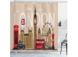 Abakuhaus London Tenda Da Doccia, Famosa Collezione Di Monumenti Storici Della Gran Bretagna, Destinazione Turistica, 175 X 240 Cm, Multicolore