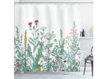 Abakuhaus Tenda Da Doccia Con Motivi Floreali, Vanished Colorato Medley Di Erbe Selvatiche Di Cerfoglio, Malva Muschiata E Orchidea Viola, 175 X 200 Cm, Multicolore