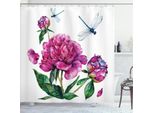 Abakuhaus Tenda Da Doccia Con Motivi Floreali, Peonie Acquerellate E Libellule Primavera In Fiore Con Romantico Bouquet Femminile, 175 X 180 Cm, Multicolore