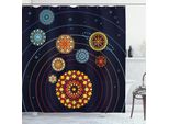 Abakuhaus Tenda Da Doccia Galaxy Mandala, Disegno Astratto Del Sistema Solare Con Motivi Ornamentali Sui Pianeti, 175 X 220 Cm, Multicolore