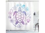 Abakuhaus Tenda Da Doccia Tartaruga, Fauna Marina Colorata Con Effetto Sfumato, Conchiglie E Tartaruga Disegnate A Mano, 175 X 200 Cm, Viola, Acquamarina, Rosa