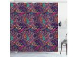 Abakuhaus Tenda Da Doccia Psichedelica, Composizione Esotica Dai Colori Vivaci Foglie E Petali Vorticosi Funky Seaweed, 175 X 180 Cm, Multicolore