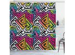 Abakuhaus Tenda Da Doccia Urbana Con Graffiti, Arcobaleno Colorato Labirinto - Linee Audaci Motivo Colorato Ispirato Al Labirinto, 175 X 220 Cm, Multicolore