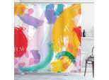 Abakuhaus Tenda Da Doccia Astratta, Motivo A Pennellate In Stile Acquerello, Strisce Curve, Illustrazione Disegnata A Mano, 175 X 180 Cm, Multicolore
