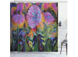 Abakuhaus Tenda Da Doccia Psichedelica, Effetto Acquerello Con Fiori Di Calendula E Motivo Fantasia Giardino Anni '60 Grunge, 175 X 180 Cm, Multicolore