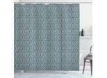 Abakuhaus Tenda Da Doccia Vintage, Motivo A Linee Curve Ripetute, Elementi Geometrici Retrò Consumati, 175 X 220 Cm, Verde Acqua Scuro Eggshell