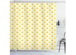 Tenda Da Doccia Abakuhaus Estate, Motivo Geometrico Sun Su Sfondo Con Piccolo Motivo Stagionale A Pois, 175 X 200 Cm, Arancione, Giallo E Crema