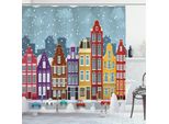 Abakuhaus Amsterdam Tenda Da Doccia, Città Olandese In Inverno - Appartamenti Storici Tema Natale Innevato, 175 X 200 Cm, Multicolore