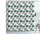 Abakuhaus Tenda Da Doccia Urwald, California Subtropicale-Brasile Botanica Verde Naturale Foglie Fiori, 175 X 180 Cm, Verde Cacciatore Corallo Bianco