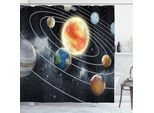 Abakuhaus Tenda Da Doccia Spaziale, Sistema Solare Con Pianeti, Elementi Dell'universo, Sole, Terra, Marte E Urano, 175 X 240 Cm, Multicolore