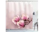 Abakuhaus Tenda Da Doccia Magnolia, Petali Femminili Fioritura Primaverile Su Pennellate Grunge, 175 X 220 Cm, Rosa Baby Marrone Rosa