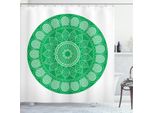 Abakuhaus Tenda Da Doccia Verde Mandala, Motivo Floreale Orientale Con Petali Doodle E Foglie Illustrazione Tribale, 175 X 180 Cm, Verde E Bianco