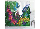 Abakuhaus Tenda Da Doccia Orchidee, Vivace Composizione Colorata Della Giungla Tropicale Con Uccelli, Farfalle E Fiori, 175 X 200 Cm, Multicolore