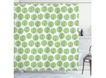 Abakuhaus Tenda Da Doccia Verde E Bianca, Disegnata A Mano Composizione Di Fogliame Primaverile Dai Toni Verdi Tema Ambientale, 175 X 200 Cm, Verde E Bianco
