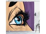 Abakuhaus Tenda Da Doccia Augapfel, Donna Cartoon Pop Art Retrò Con Occhi Dettagliati Su Sfondo A Pois, 175 X 220 Cm, Beige Lavanda E Nero