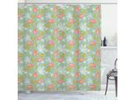 Abakuhaus Tenda Da Doccia Con Motivi Floreali, Stile Minimalista Retrò Espressionista Con Motivi Floreali Rosa Grezzo, 175 X 180 Cm, Seafoam Coral
