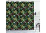 Abakuhaus Tenda Da Doccia Botanica, Varietà Di Foglie In Stile Vintage Tropical, Tema Natura Foresta Tropicale Rigogliosa, 175 X 220 Cm, Multicolore