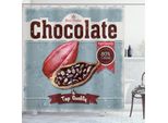 Abakuhaus Tenda Da Doccia Cacao, Poster Retrò Cioccolato Con Calligrafia Delizioso Snack Spuntino Bordi Sfumati, 175 X 240 Cm, Multicolore