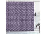 Abakuhaus Tenda Da Doccia Viola, Motivo Geometrico Con Sagome Di Petali Di Fiori, Design Monocromatico Romantico, 175 X 180 Cm, Viola E Bianco