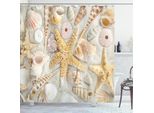 Abakuhaus Tenda Da Doccia Con Conchiglie, Varie Conchiglie In Spiaggia Sabbiosa, Tema Vacanze Estive Al Mare, Fotografia Costiera, 175 X 200 Cm, Multicolore