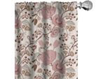 Abakuhaus Tende Floreali, Tende, Fiori Dettagliati Su Rami Boccioli Vendemmia, 2 Pezzi 75 X 175 Cm, Colori Guscio D'uovo Salmone