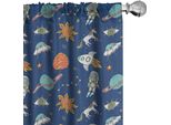 Abakuhaus Tende Spaziali, Tende, Stampa Con Unicorno Lungo Pianeti Ufo Astronauta Costellazione Stelle Sistema Solare, 2 Pezzi 75 X 245 Cm, Multicolore