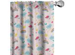 Abakuhaus Tende Unicorno, Tende, Tema Nuvole Arcobaleni Stampa Stelle, 2 Pezzi 75 X 245 Cm, Rosa Baby Multicolore