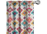 Abakuhaus Tende Etniche, Tende, Motivi Floreali Di Ispirazione Orientale Disposti In Linee Verticali In Un Design Colorato, 2 Pezzi 75 X 245 Cm, Avorio Multicolore
