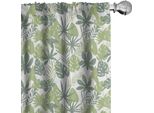 Abakuhaus Tende Botaniche, Tende, Foglie Estive Floreali Foglia Di Palma Areca Piante Tropicali Modern Art DéCo, 2 Pezzi 75 X 175 Cm, Verde Pistacchio Bianco