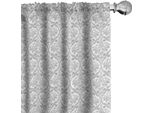 Abakuhaus Tende Grigio Damasco, Tendaggi, Motivi Barocchi Di Foglie E Fiori Che Si Ripetono In Un Vorticoso Motivo Decorativo, 2 Pezzi 75 X 225 Cm, Grigio Chiaro E Bianco