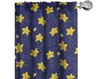 Abakuhaus Tende Per Asilo Nido, Tende, Stile Infantile Happy Sleeping Stelle Cielo Ora Di Andare A Dormire Notte Cometa Stampa Cartoon, 2 Pezzi 75 X 175 Cm, Indaco E Giallo