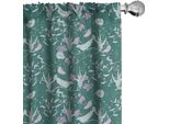 Abakuhaus Tende Con Uccelli, Tende, Uccelli Ritmici Di San Valentino Su Sfondo Scuro, 2 Pezzi 75 X 175 Cm, Verde Bosco Menta