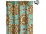 Abakuhaus Tende Marocchine, Tendaggi, Motivo Decorativo Astratto Marocchino Con Influenze Vittoriane Vintage, 2 Pezzi 75 X 225 Cm, Arancione Menta