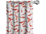 Abakuhaus Tende Con Motivo Koi, Tende, Asiatico Esotico Subacqueo Nuotante Animale Simbolo Di Fortuna Mare Natura Illustrazione, 2 Pezzi 75 X 245 Cm, Arancione