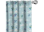 Abakuhaus Tende Per Aerei, Tende, Cielo In Stile Caricaturale Con Aerei E Nuvole Vorticose, Motivo Adesivo, 2 Pezzi 75 X 175 Cm, Azzurro Bianco Rosa