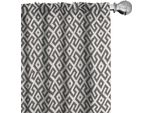 Abakuhaus Tende Moderne, Tende, Stampa Geometrica In Stile Grafico Con Bordi Bianchi E Linee Antiche, 2 Pezzi 75 X 225 Cm, Verde Militare Bianco