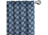 Abakuhaus Tende Indigo, Tende, Ispirate Alle Antiche Piastrelle Greche Per La Casa Immagine Primavera Margherita Come Dettagli Floreali, 2 Pezzi 75 X 225 Cm, Blu Navy Bianco